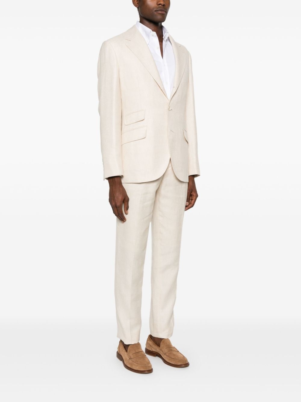 single-breasted linen-blend suit - 3
