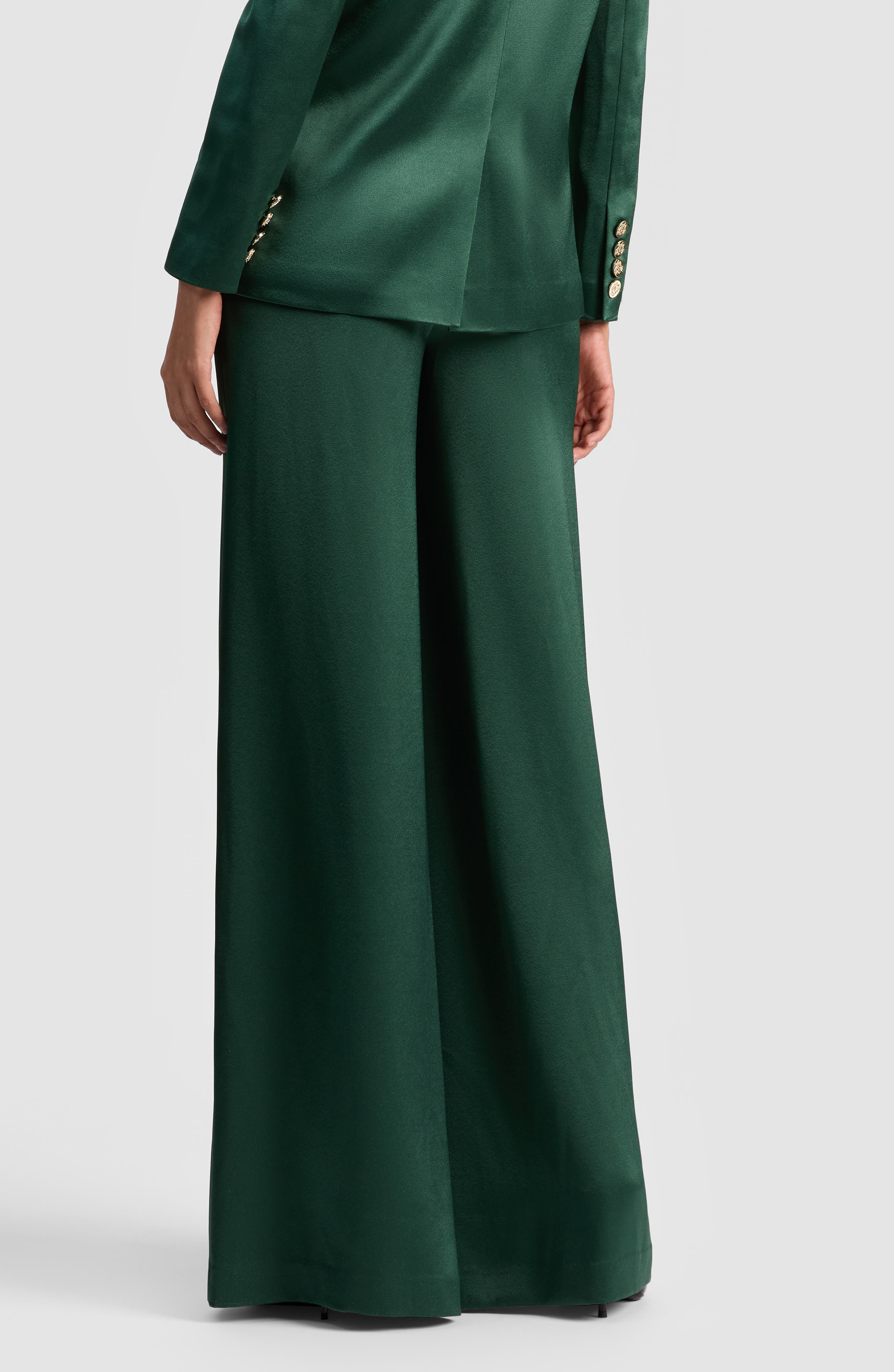 Alice + Olivia Nessi High Waist Wide Leg Pants in Green Mystique at Nordstrom - 2