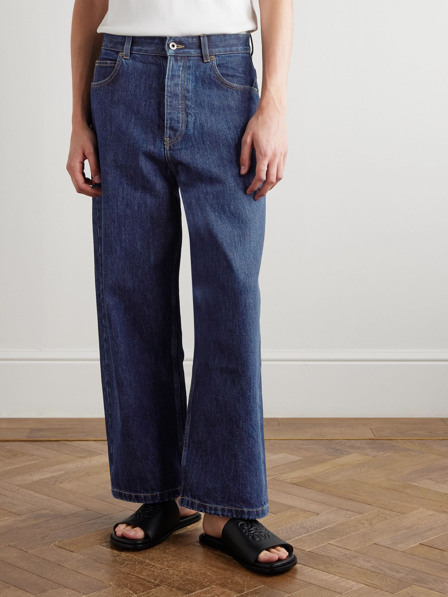 Wide-Leg Logo-Appliquéd Jeans Blue - 3