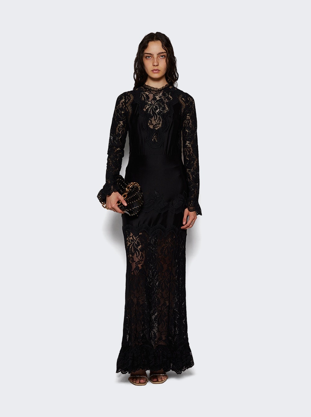 Long Lace Dress Black - 2