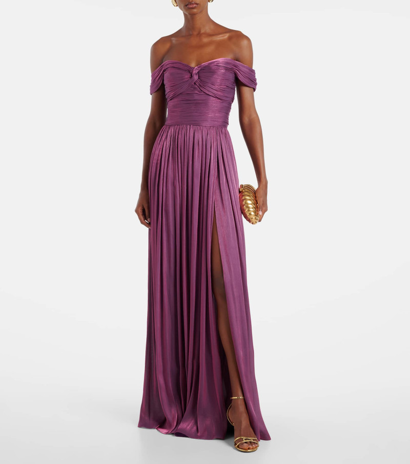COSTARELLOS Ruched off-shoulder gown outlook