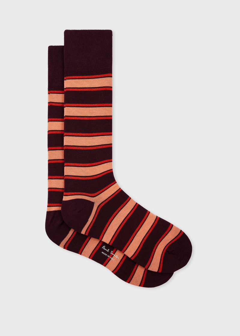 Red Stripe Cotton-Blend Socks - 1