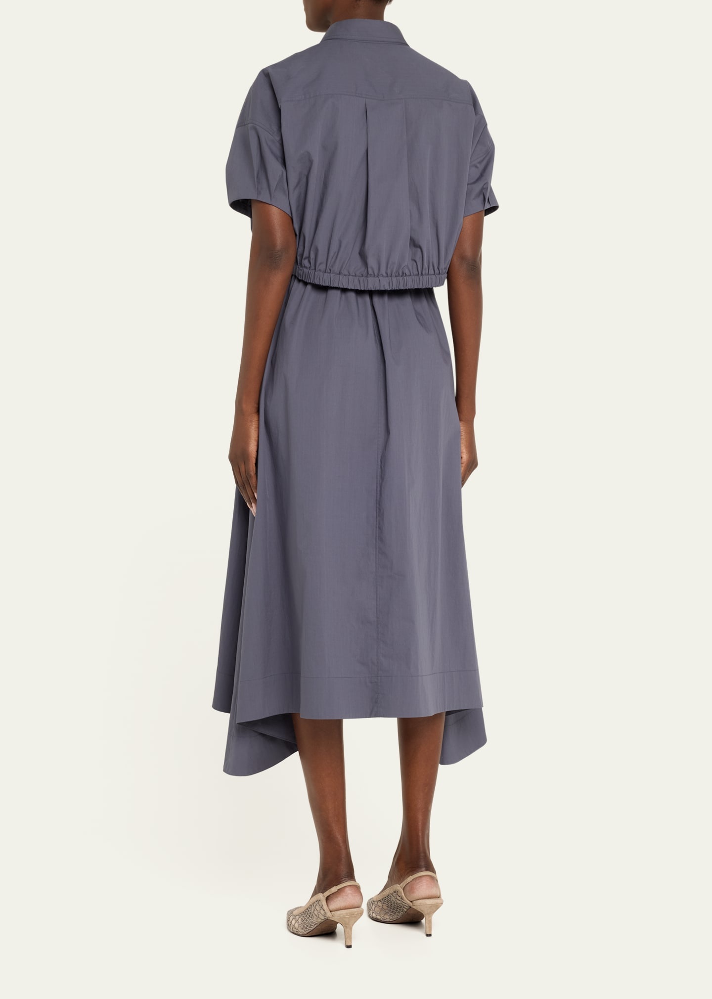 Light-Weight Shirtdress with Fitted Waist and Monili Loop Detail - 3