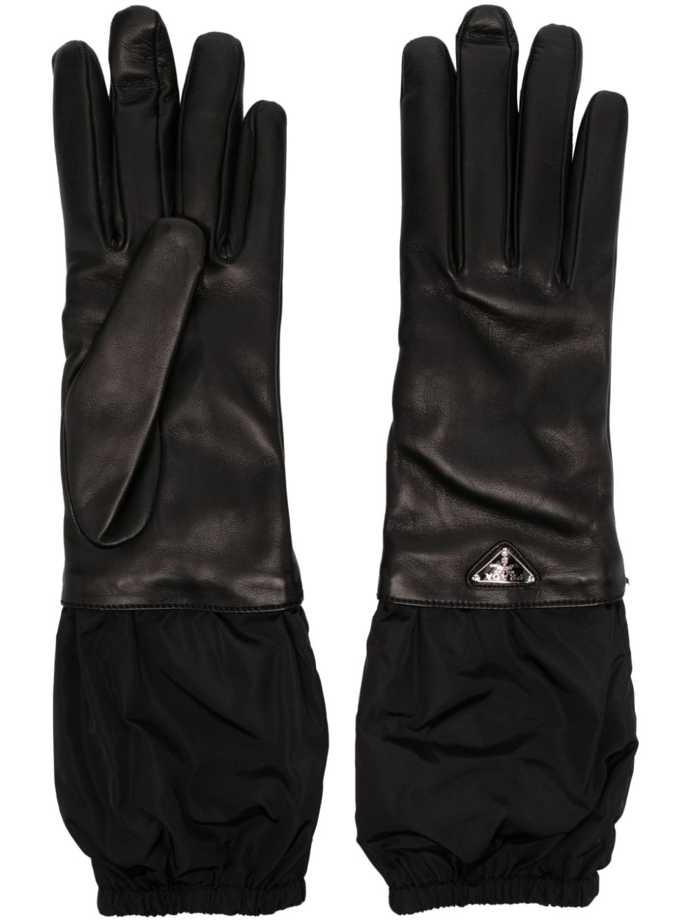 enamel-logo leather gloves - 1