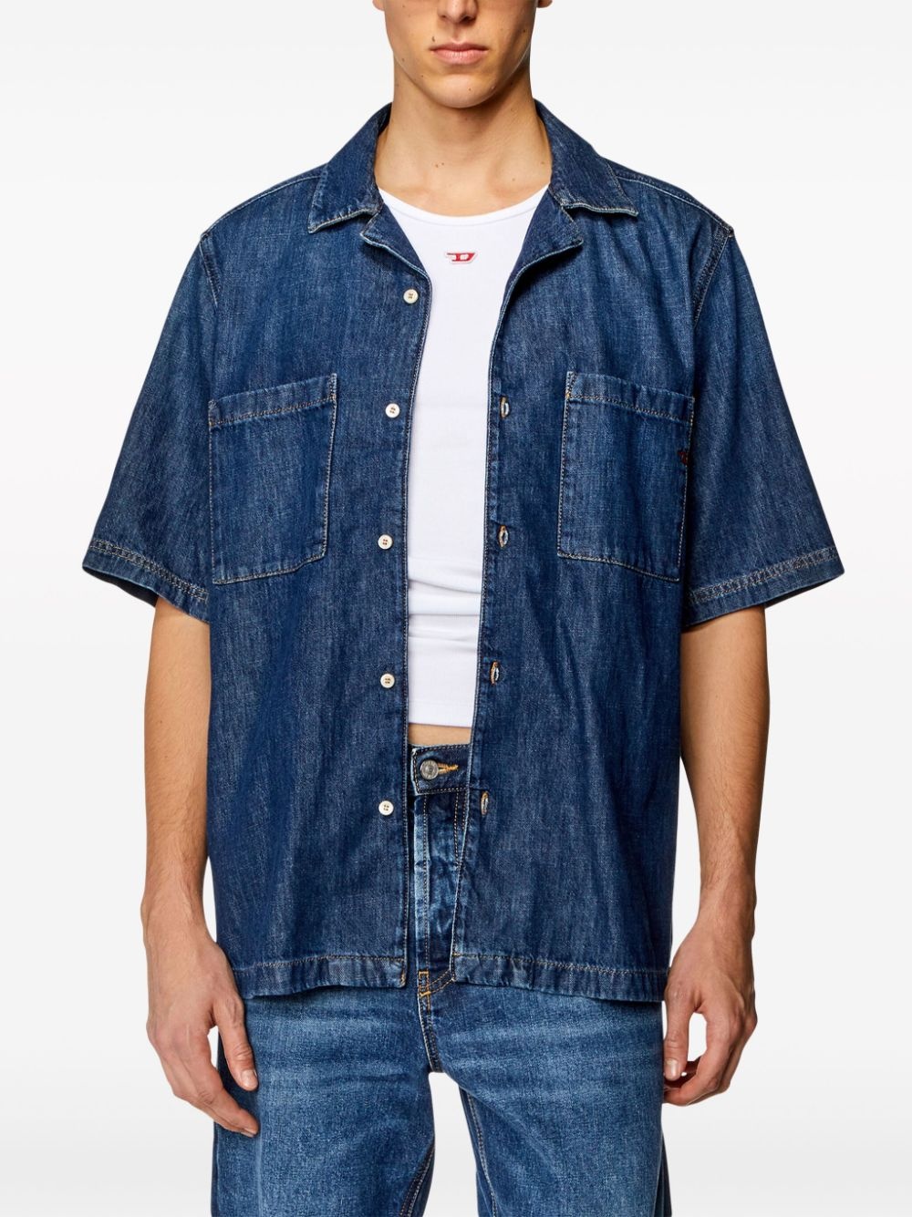 D-Paroshort cotton denim shirt - 3