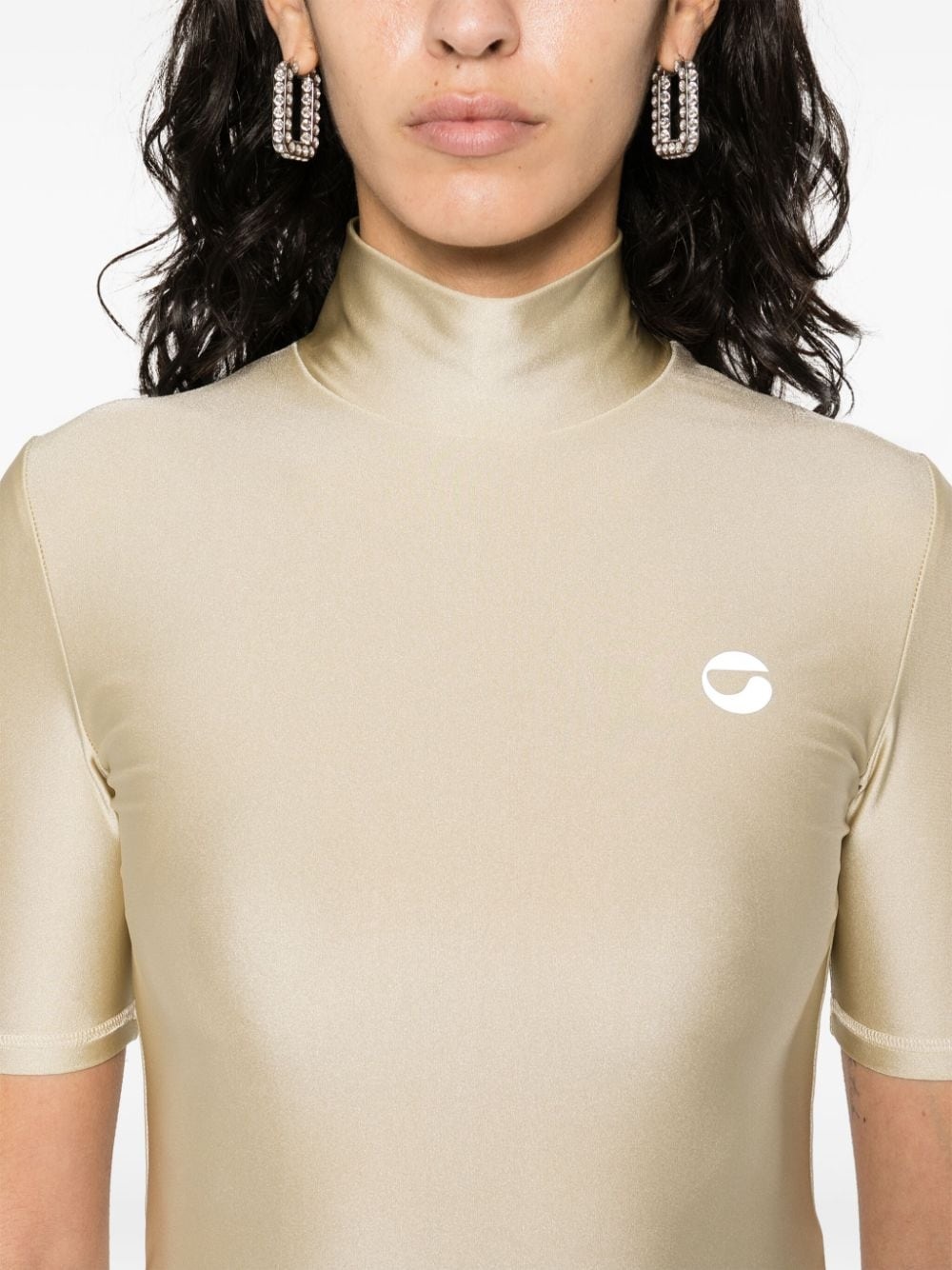 logo-print high-neck T-shirt - 5