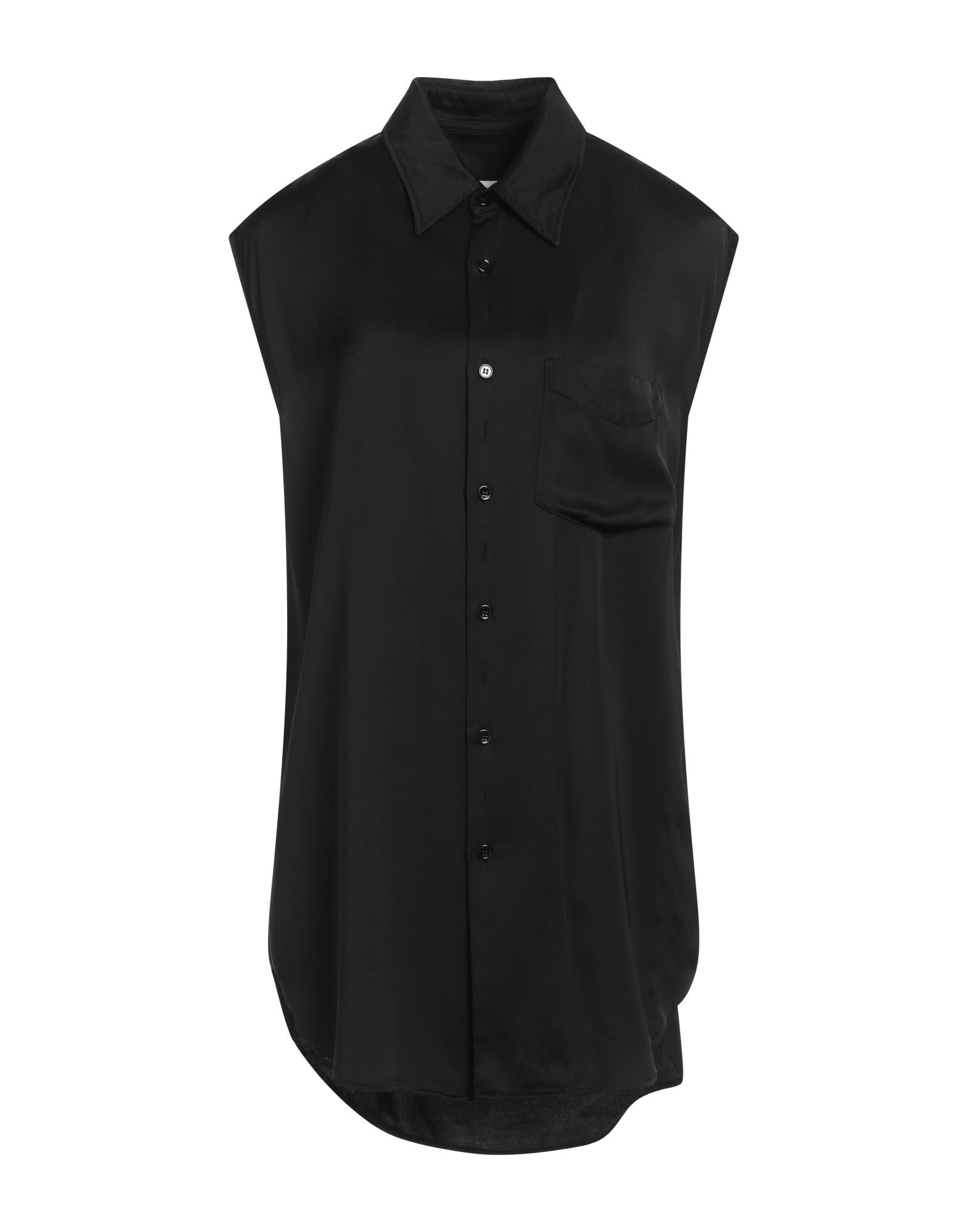 Black Women's Solid Color Shirts & Blouses - 1