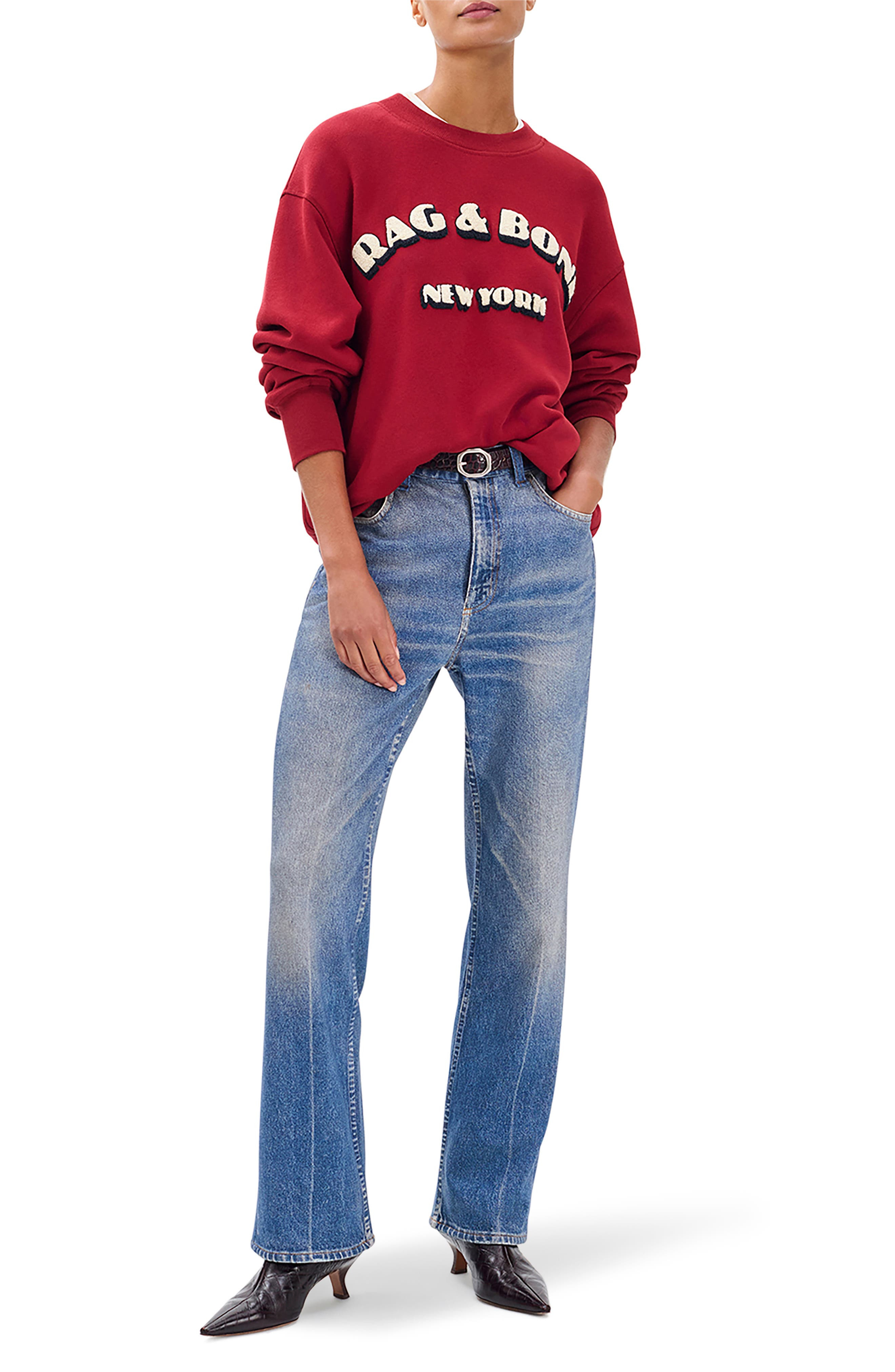 rag & bone Miramar Shea Wide Leg Cotton Terry Sweatpant Jeans in Ryder at Nordstrom - 6