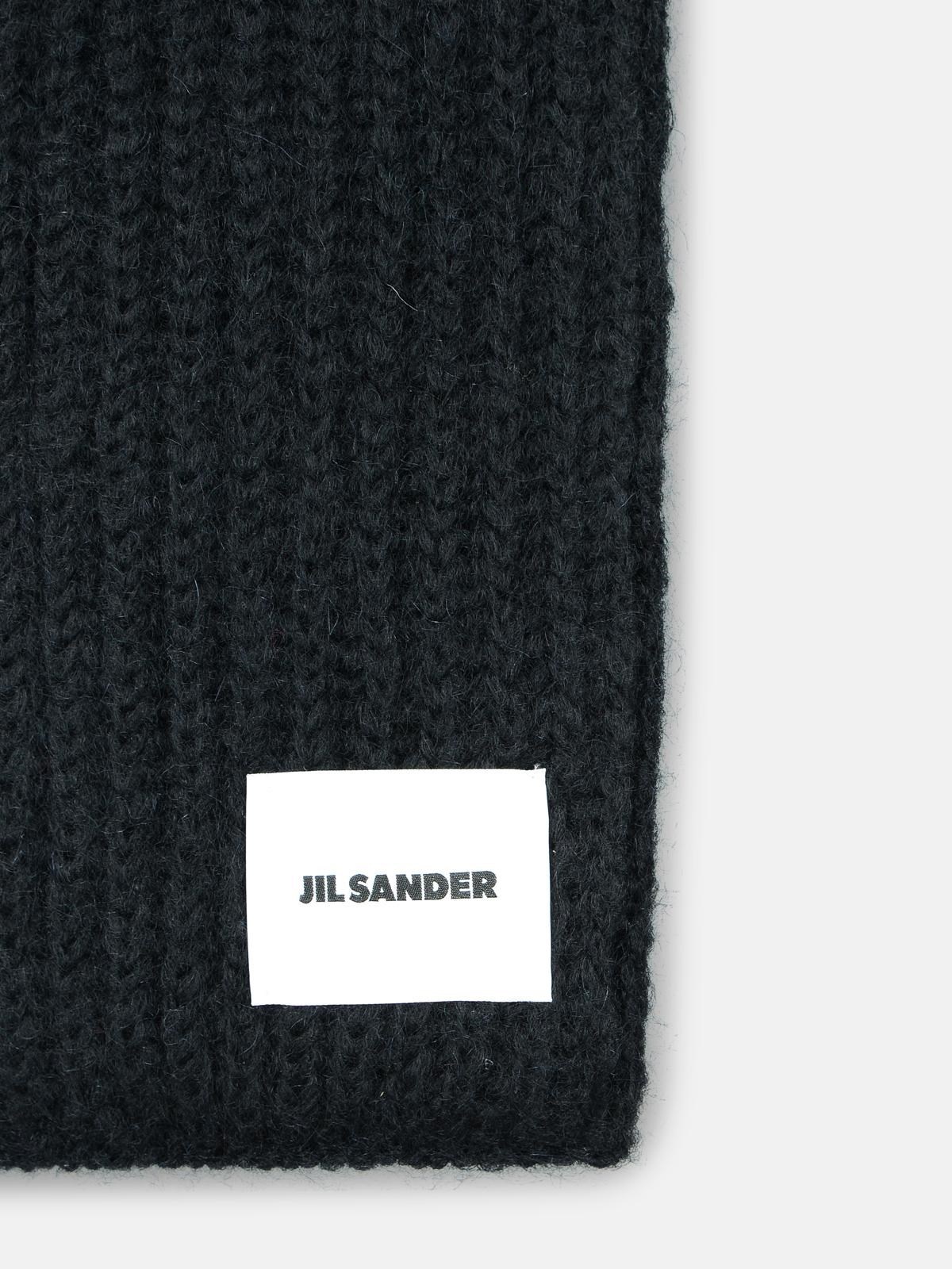 BLACK WOOL BLEND SCARF - 3