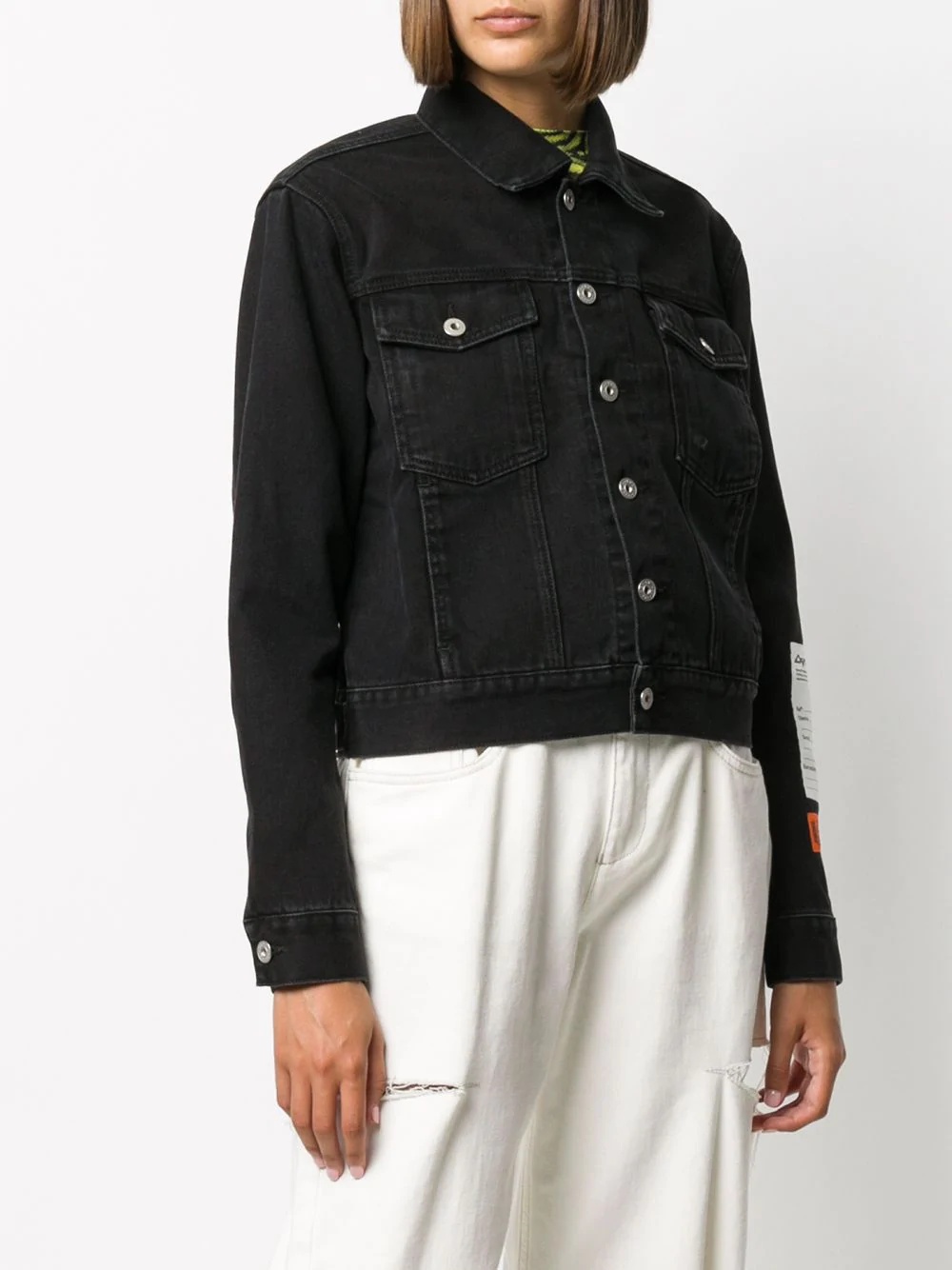 logo patch buttoned jacket - 3