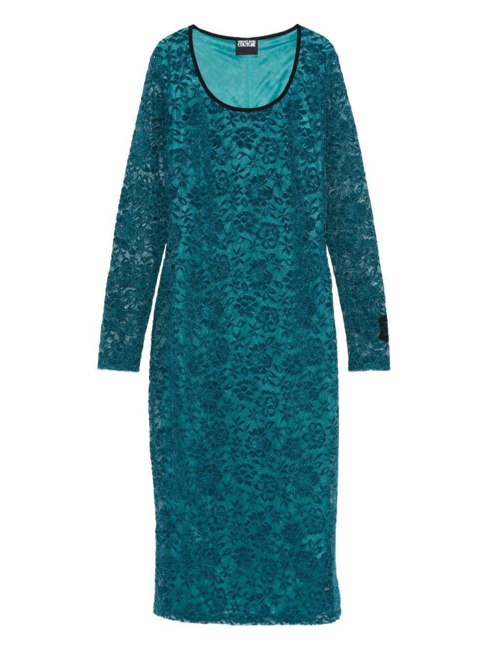 floral lace long-sleeve midi dress - 1