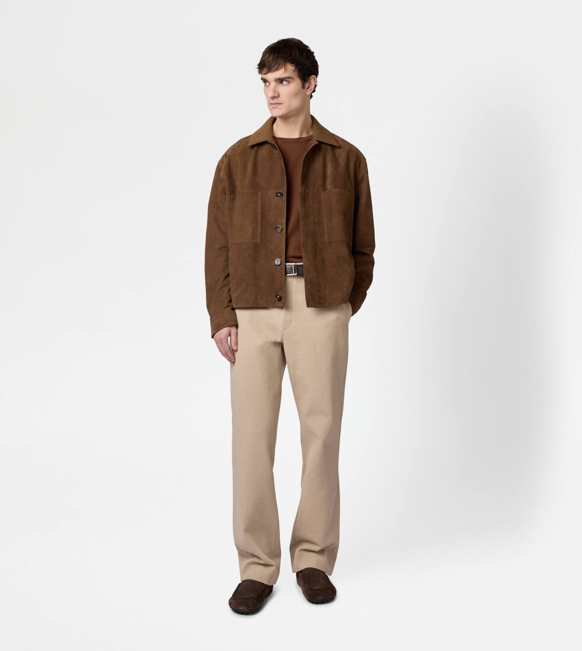 PASHMY COACH JACKET IN SUEDE - BROWN - 2