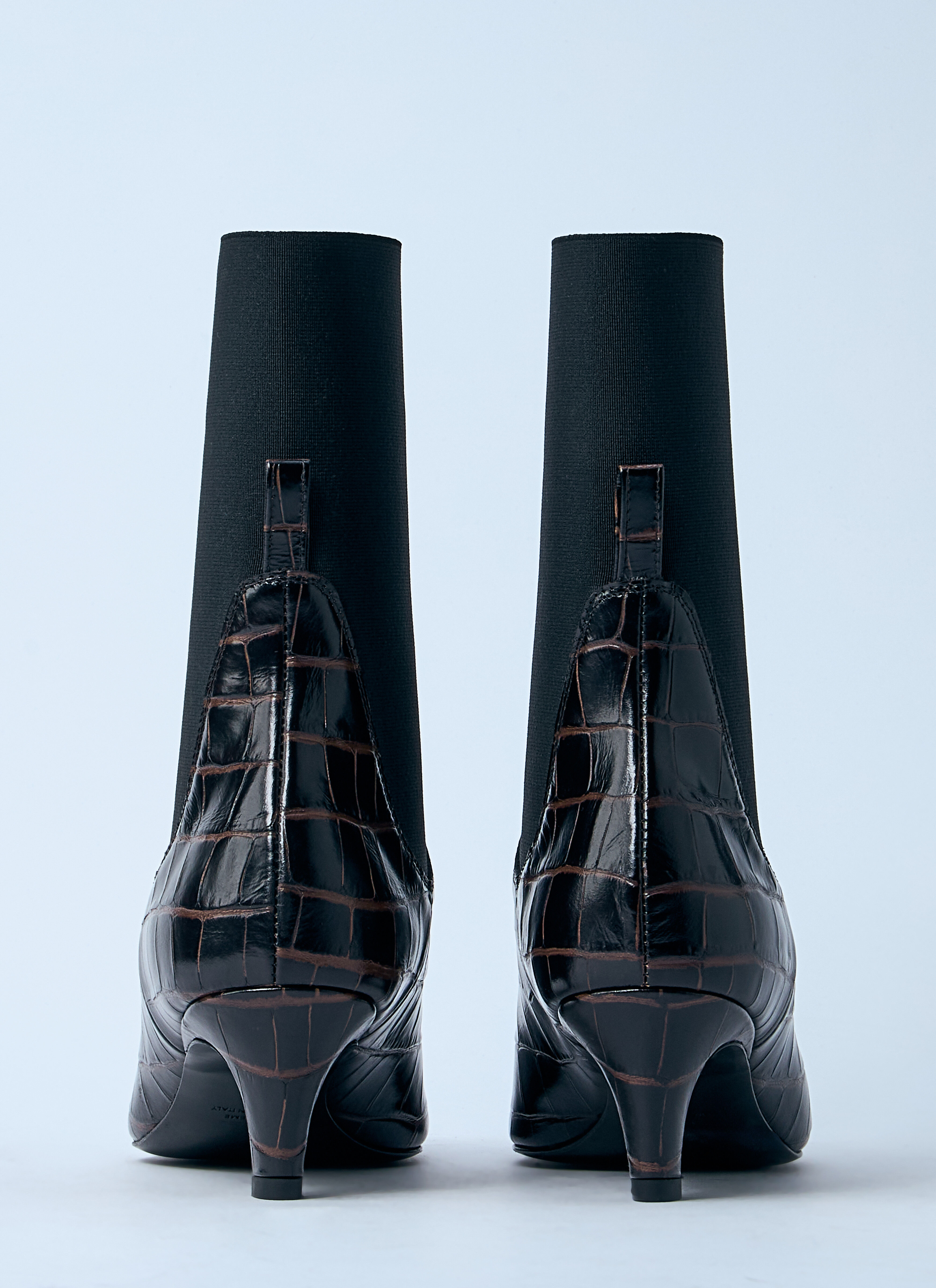 Croc-Embossed Leather Boots - 5