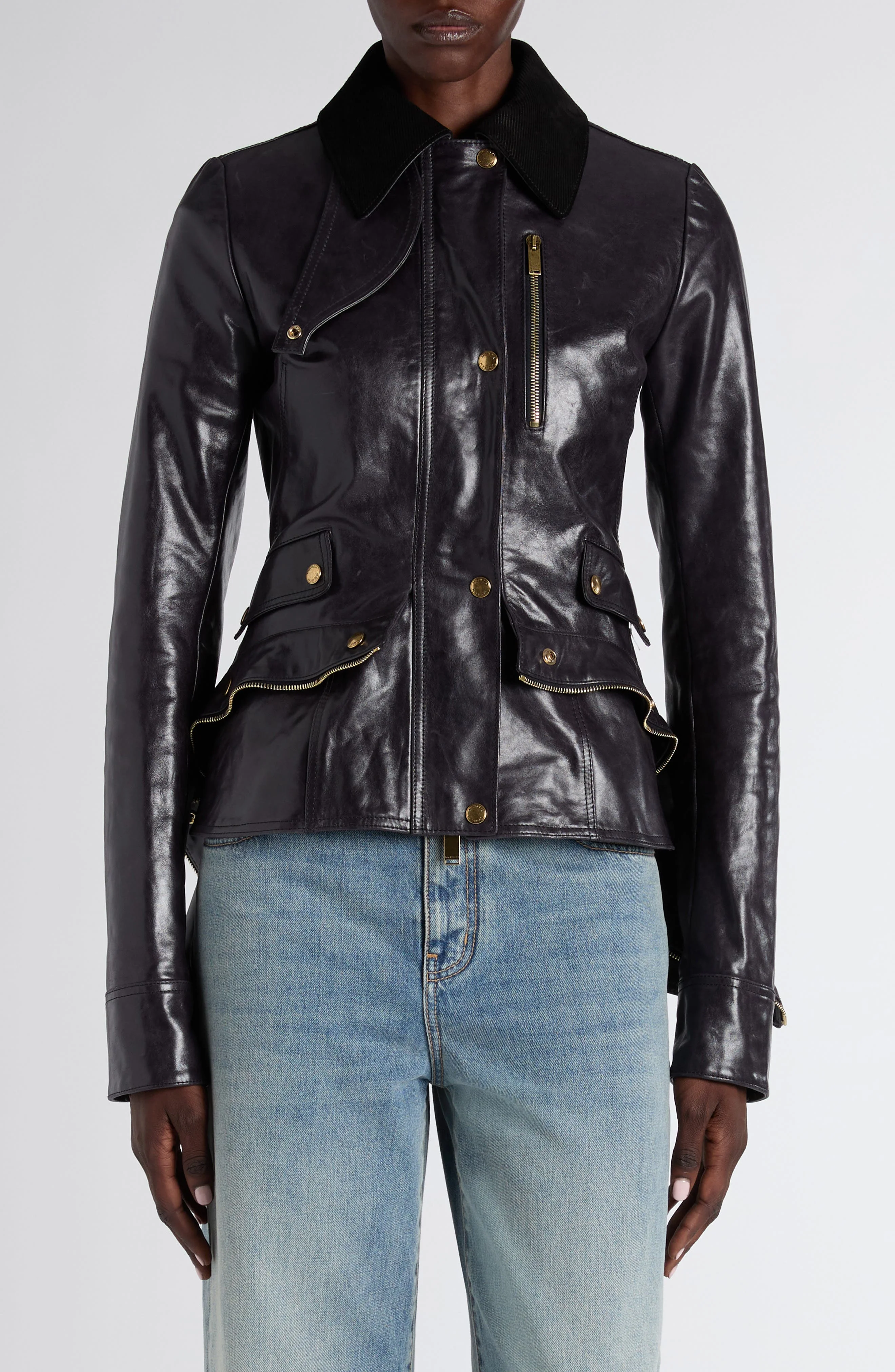 McQueen Kickback Leather Jacket in Royal at Nordstrom - 1
