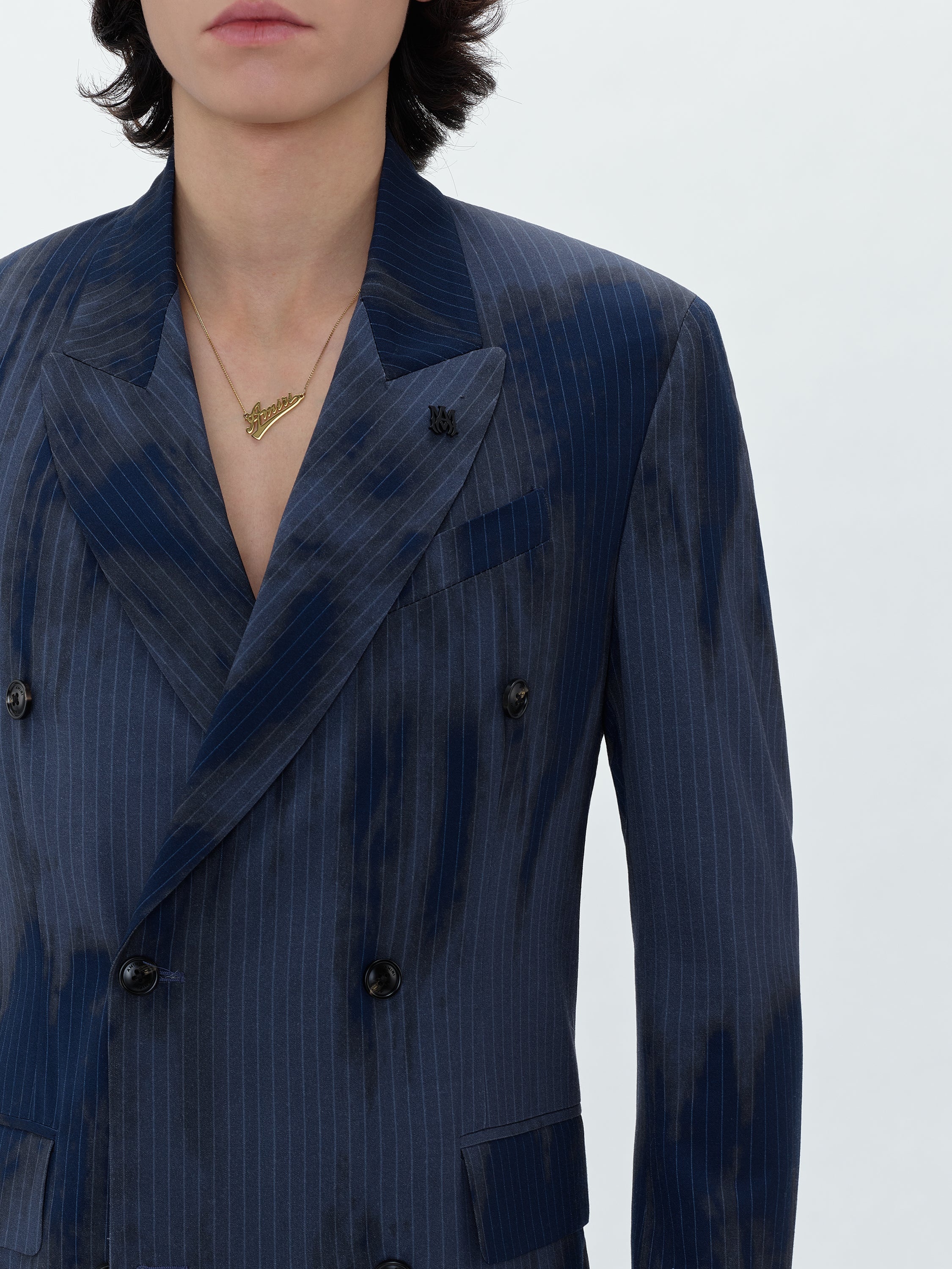 RELAXED DOUBLE BUTTON PINSTRIPE BLAZER - 5