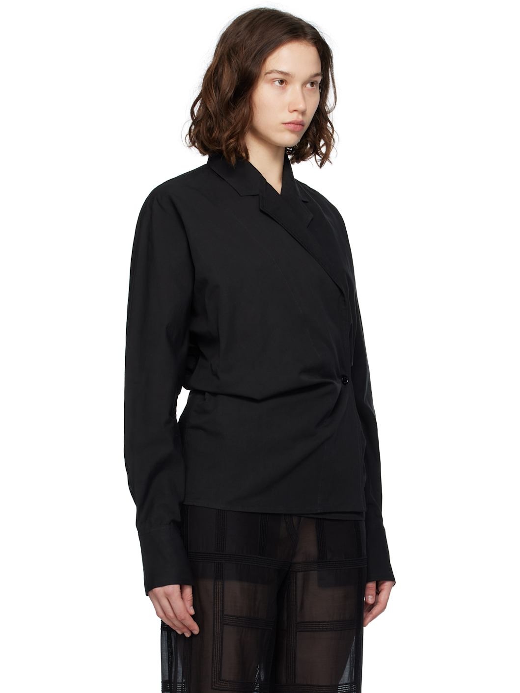 Black Wrap Blouse - 2