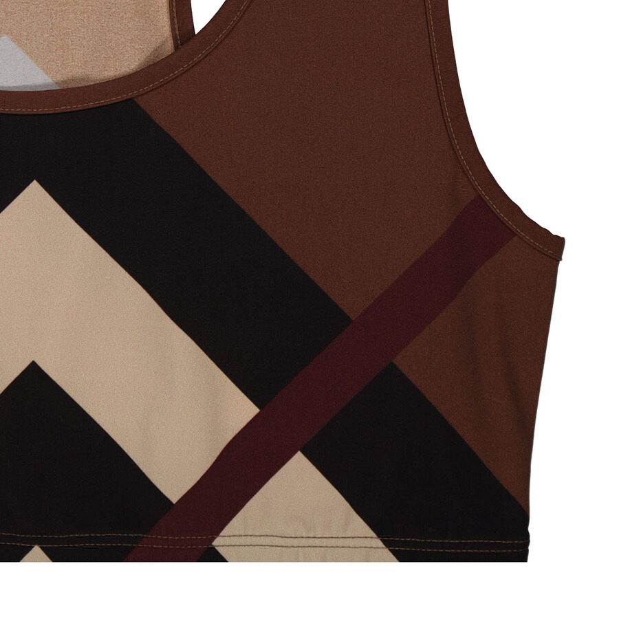Burberry Dark Birch Brown Immy Chevron Check Print Cropped Top - 7