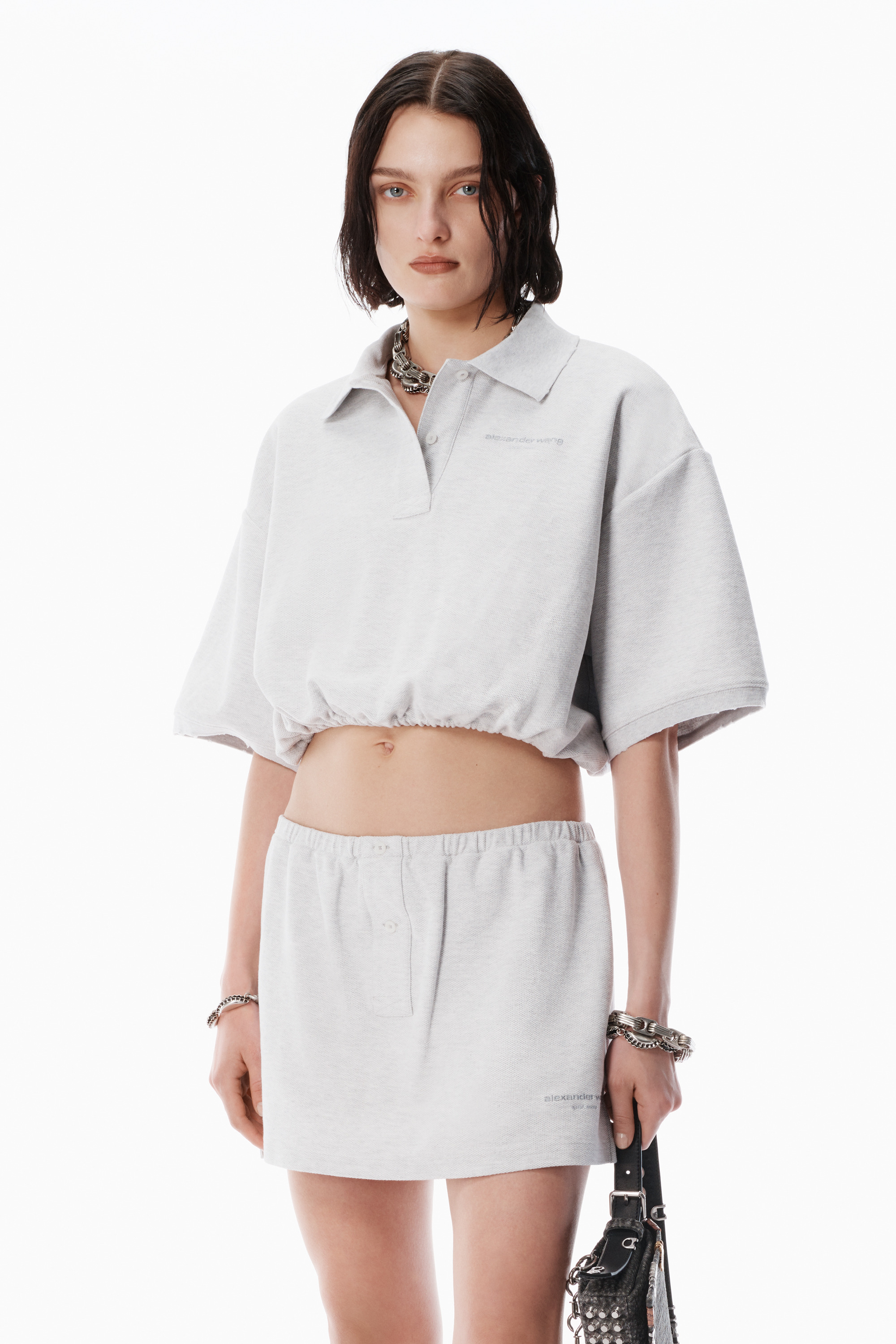 light grey deconstructed miniskirt - 5