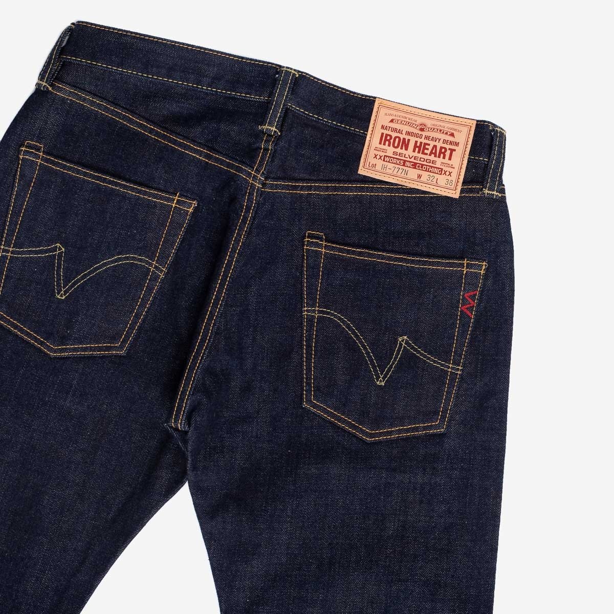 IH-777N 17oz Selvedge Denim Slim Tapered Cut Jeans - Natural Indigo - 7