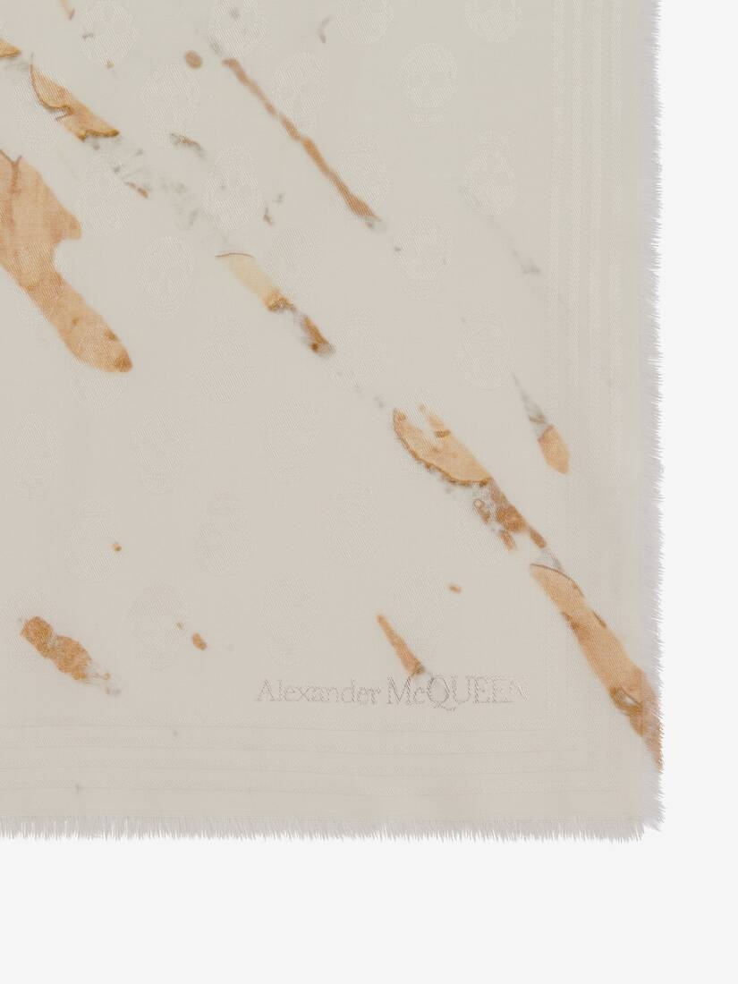 Women's Gold Floral Splash Shawl in Ivory/gold - 3