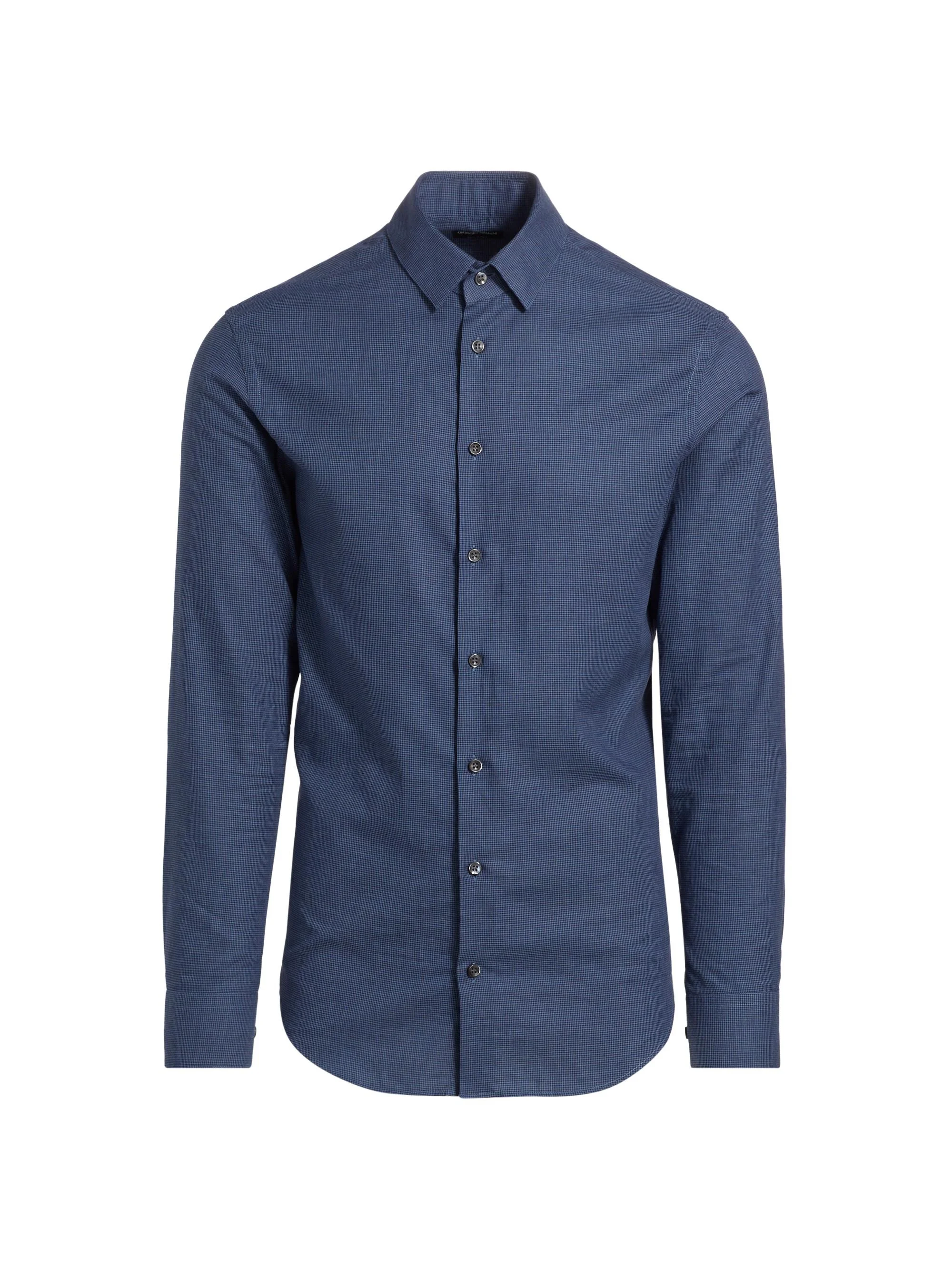 Men's Textured Cotton Shirt - Navy - 1