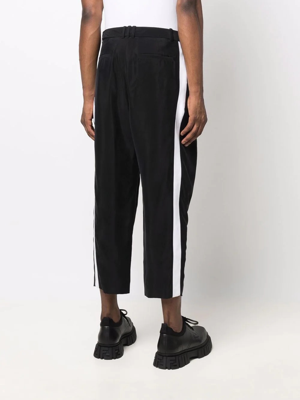 cropped side-stripe trousers - 4