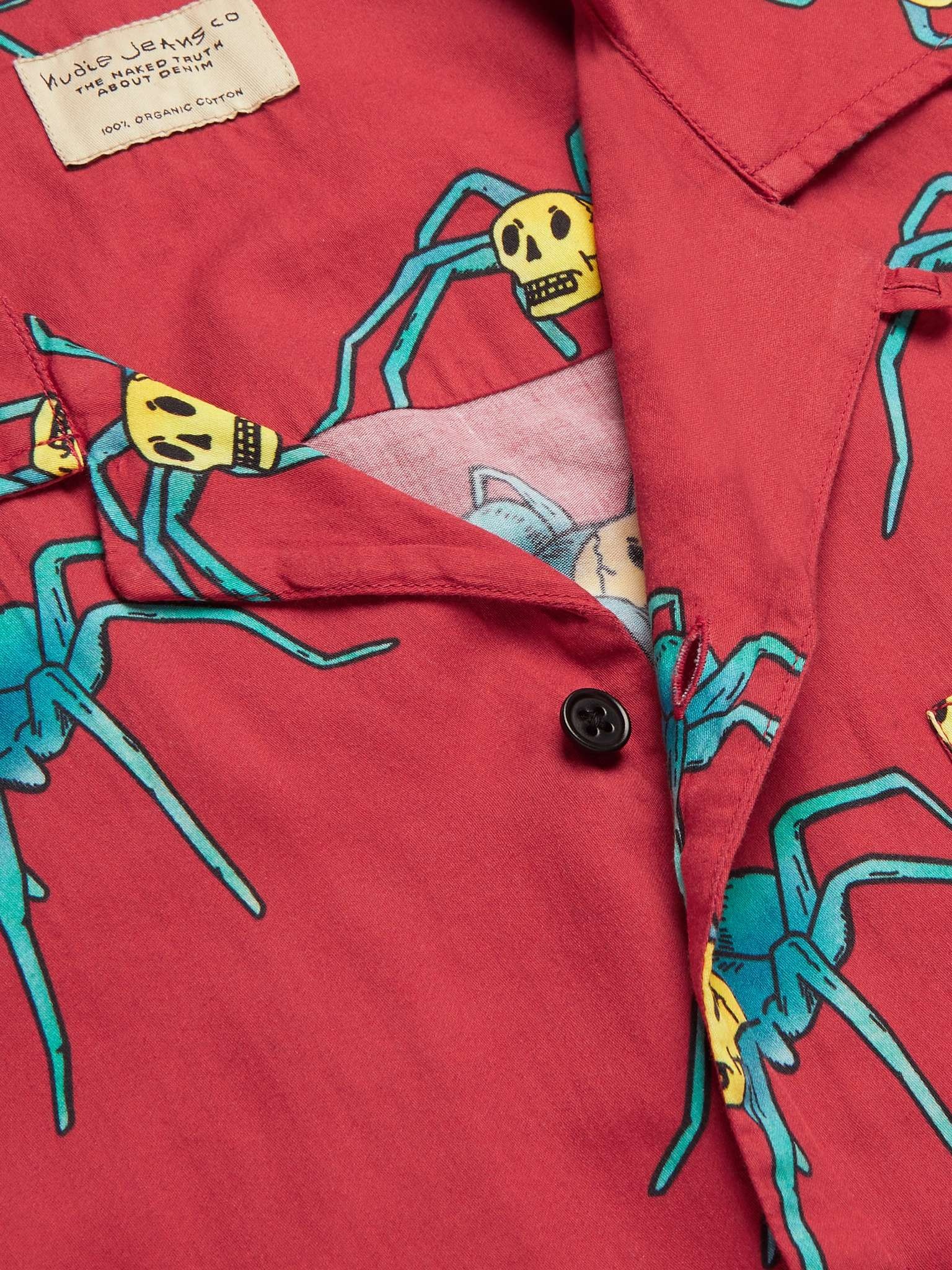 Aron Spiders Convertible-Collar Printed Organic Cotton Shirt - 5