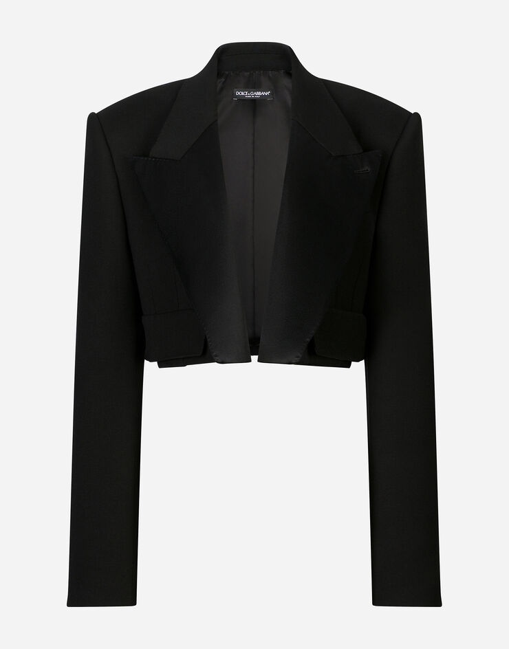 Short double wool tuxedo jacket - 1