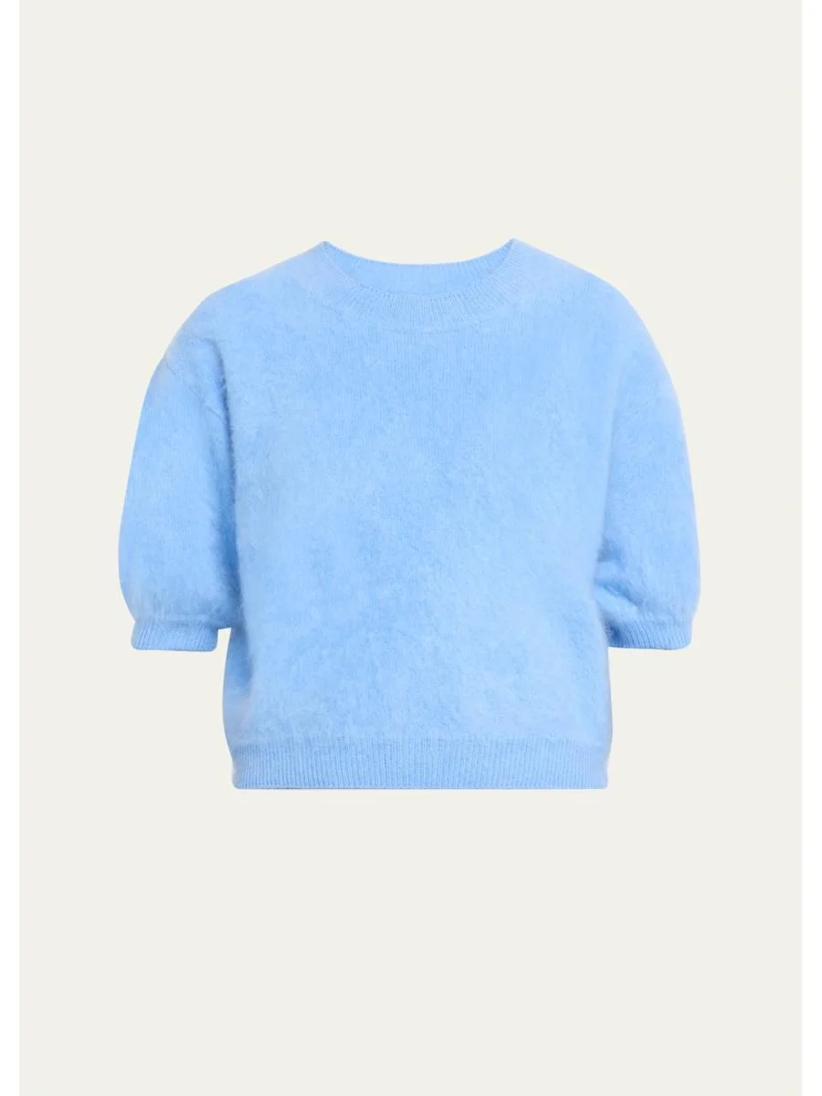 Juniper Brushed Cashmere Short-Sleeve Sweater - 1