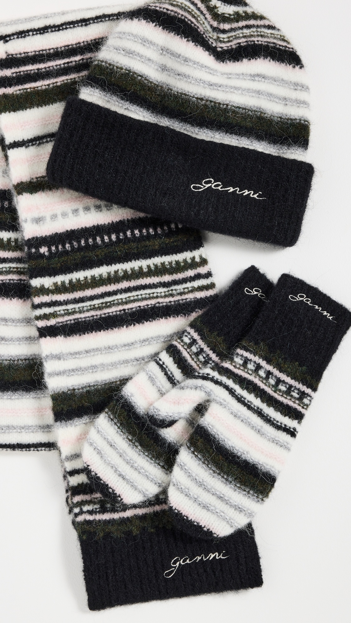 GANNI Striped Soft Wool Beanie | shopbop | REVERSIBLE