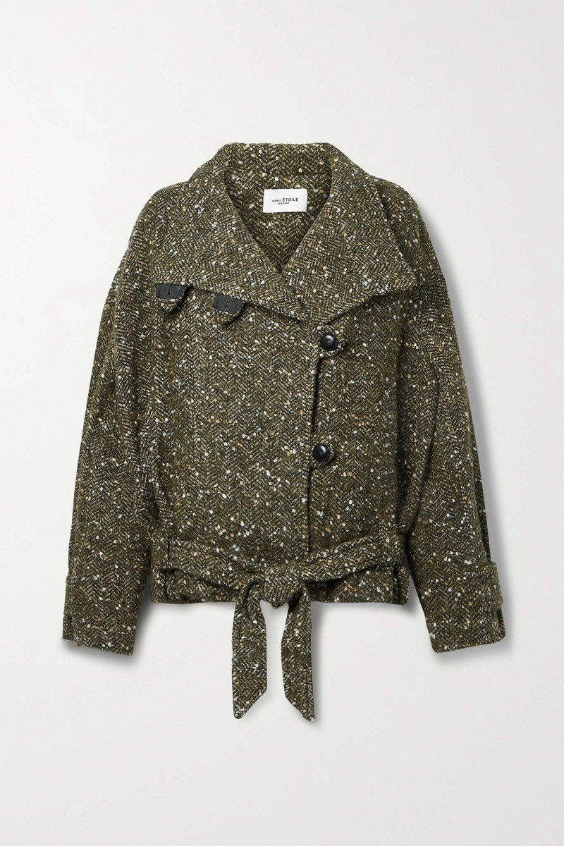 Janette belted herringbone bouclé jacket 1