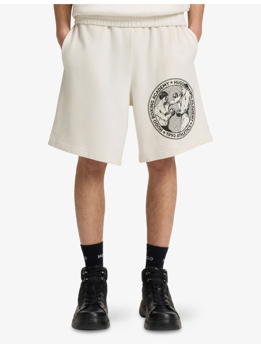Graphic-Print Elasticated-Waist Cotton Shorts - 4