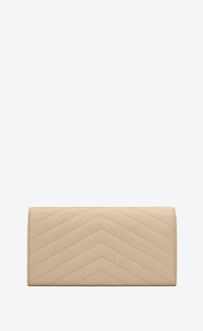 SAINT LAURENT monogram large flap wallet in grain de poudre embossed leather outlook