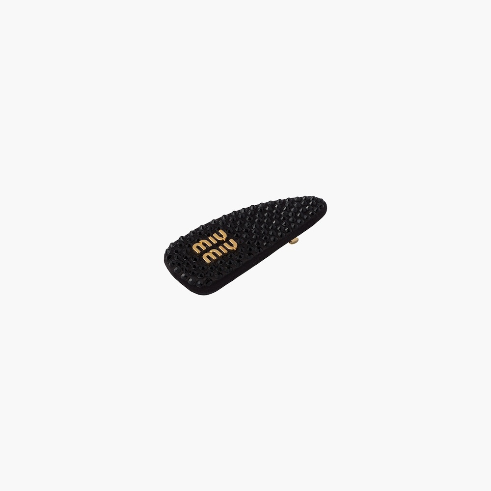 Satin hair clip with artificial crystals - 4
