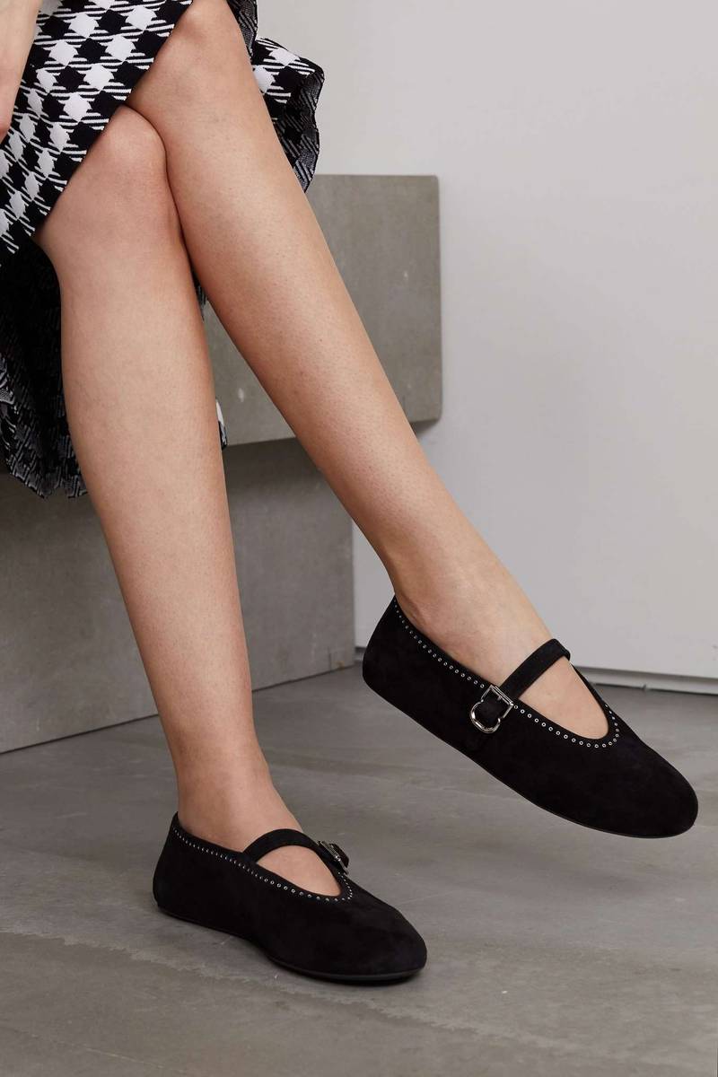 Alaïa Crystal-embellished leather ballet flats outlook