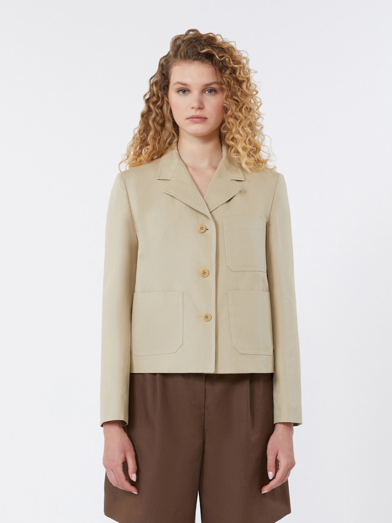 GLASSA Linen and cotton canvas single-breasted jacket - SAND 3