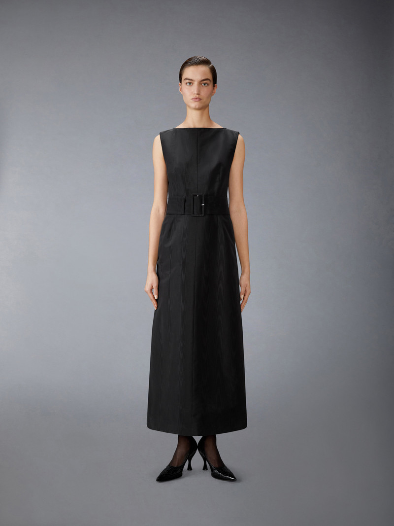 Thom Browne SILK MOIRE BOAT NECK COLUMN DRESS outlook