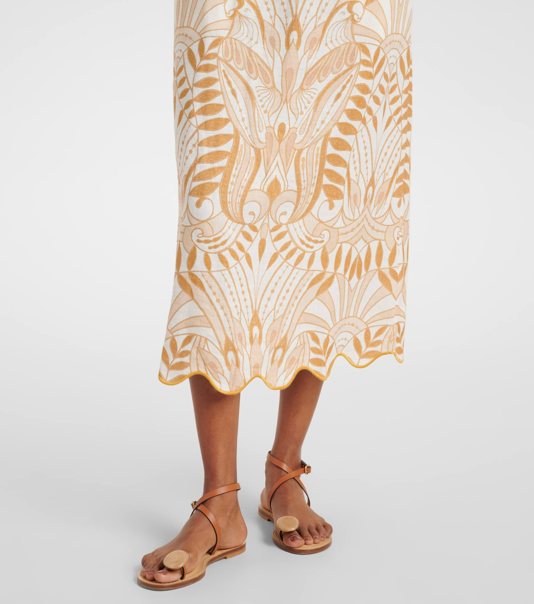 Printed linen midi skirt - 5