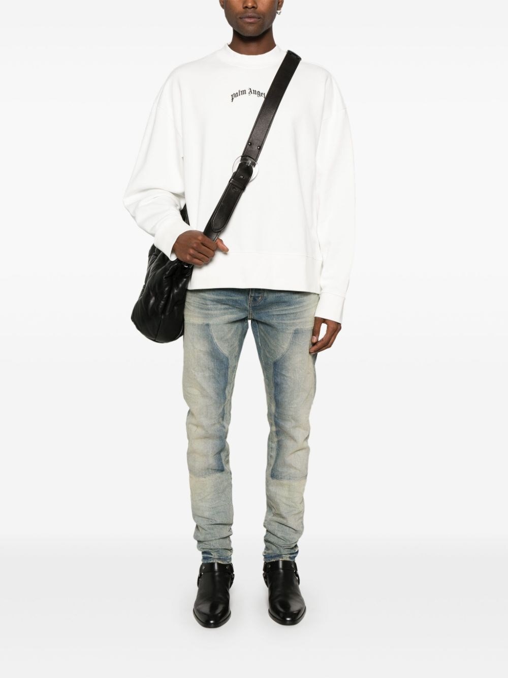 Palm Angels `Back Curved Logo` Crew-Neck Sweatshirt
