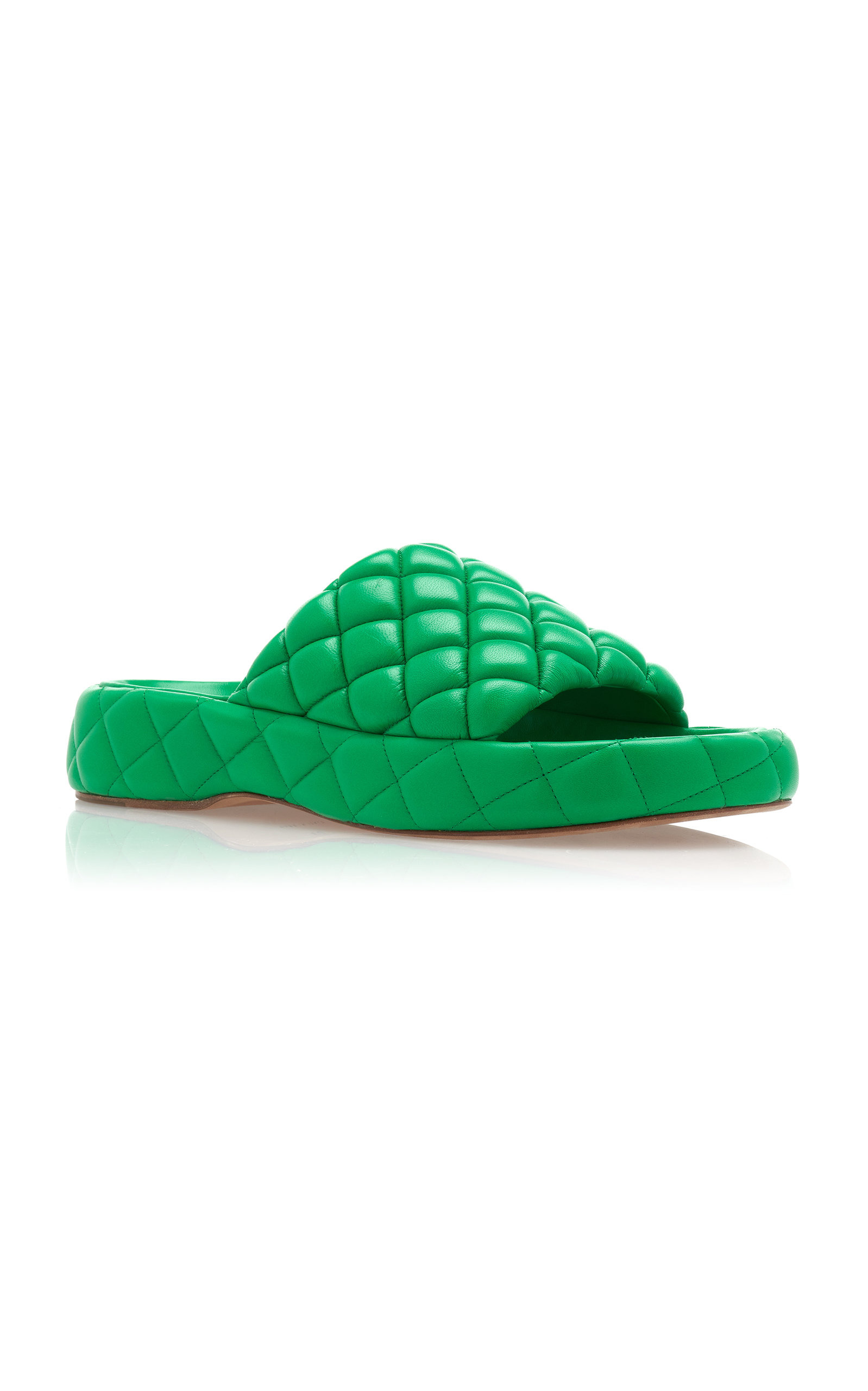 Padded Matelasse Slide Sandals green - 5