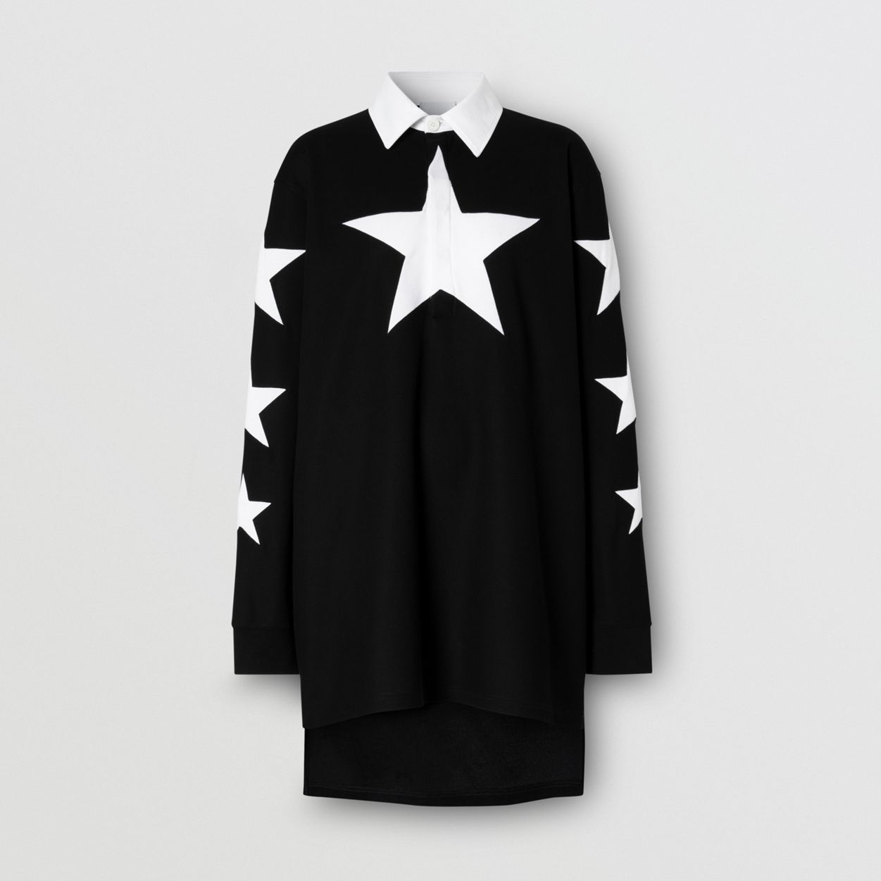 Long-sleeve Star Motif Cotton Piqué Polo Shirt Dress - 1