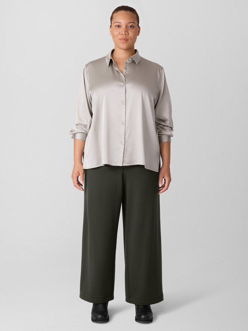 Stretch Silk Charmeuse Classic Collar Shirt 6