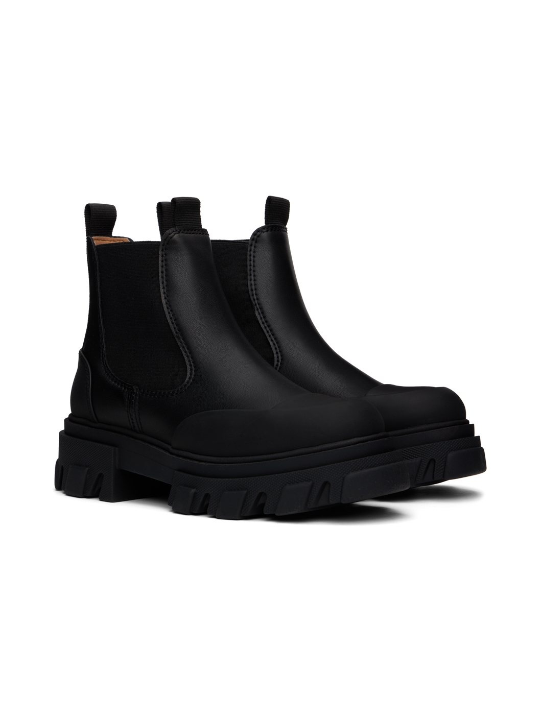 Black Stitch Cleated Low Chelsea Boots - 4