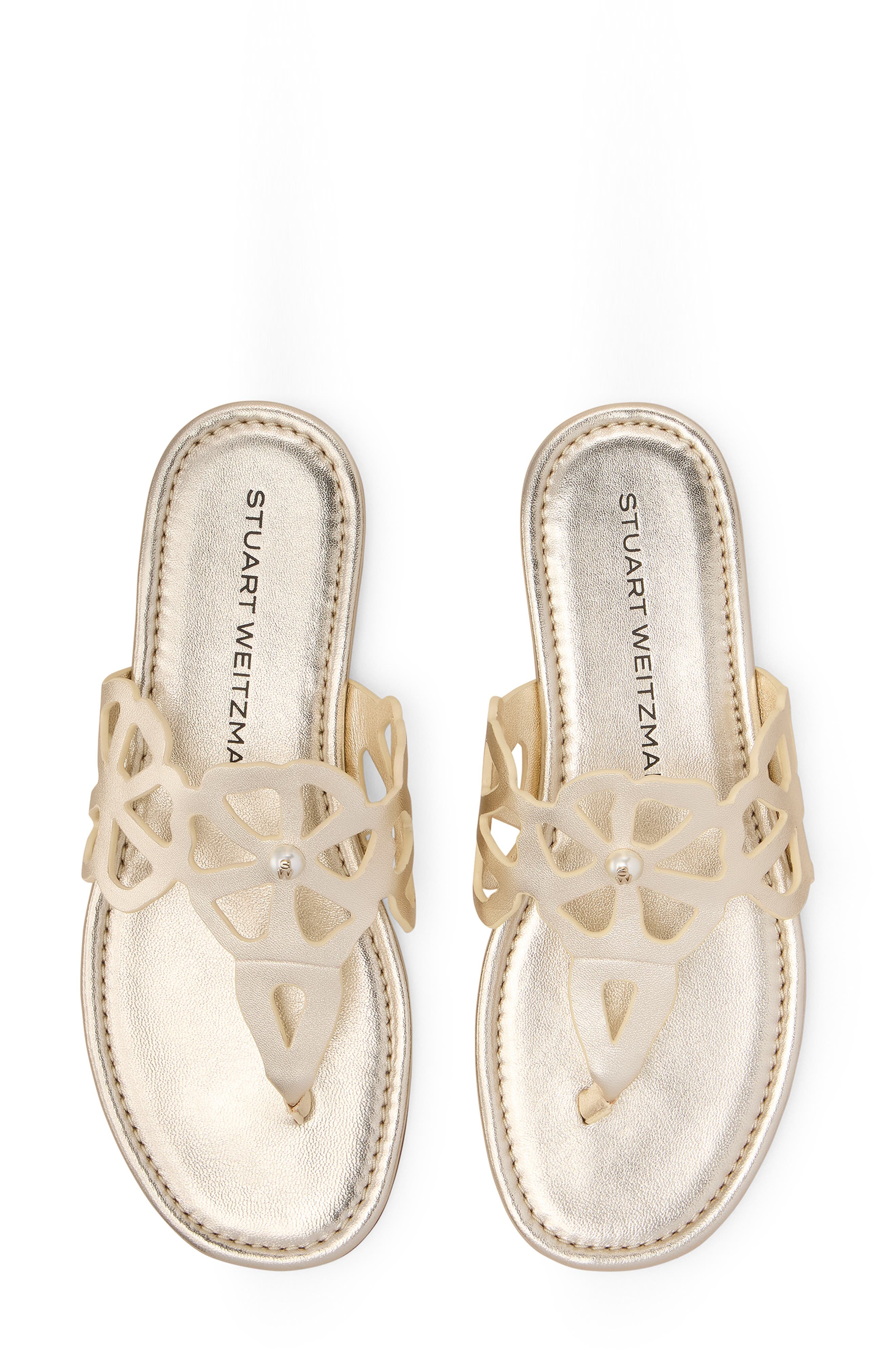Stuart Weitzman Jasmine Cutout Sandal in Light Gold at Nordstrom - 3