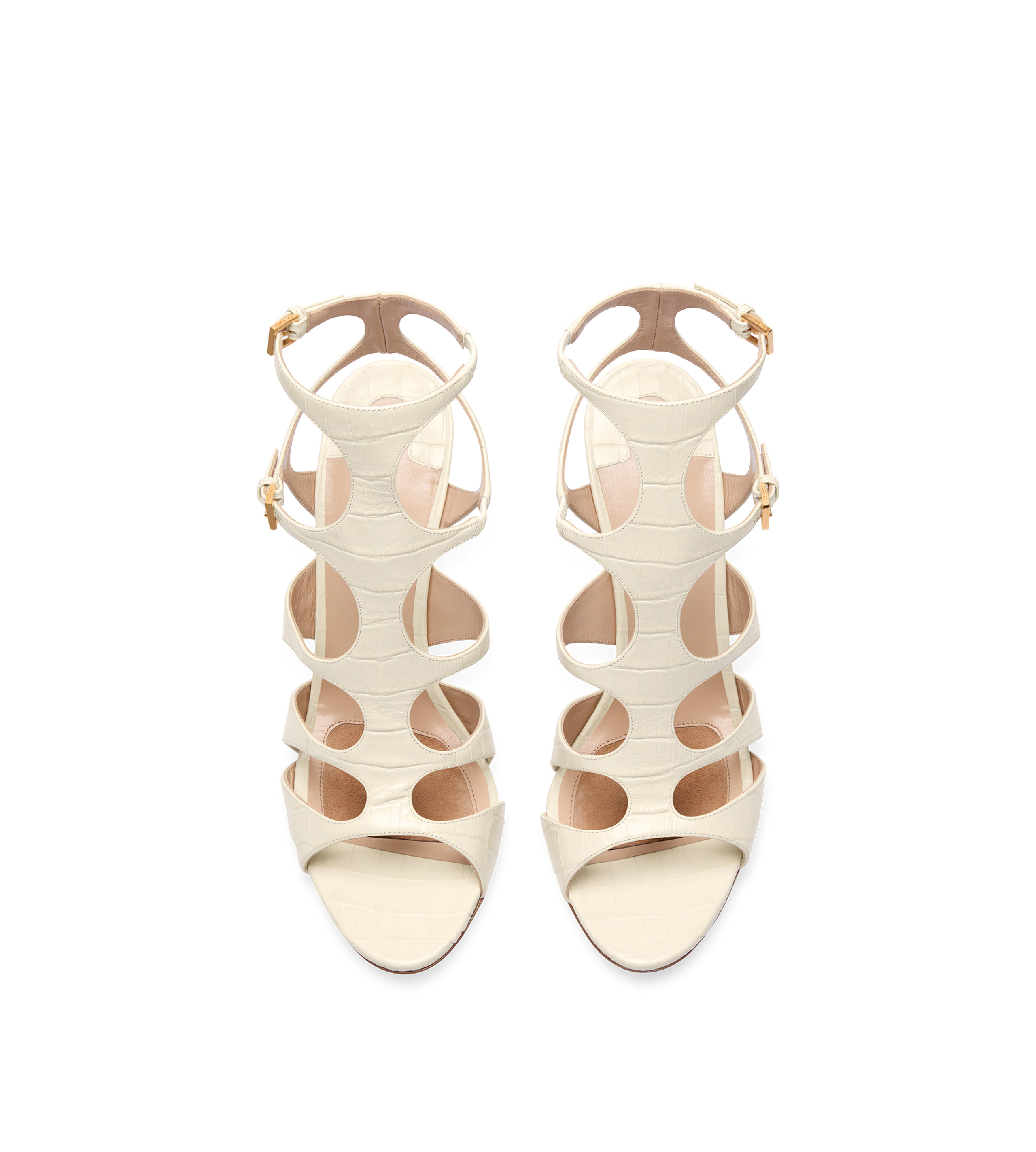 TOM FORD SHINY STAMPED CROCODILE LEATHER PARADIS CAGE SANDAL