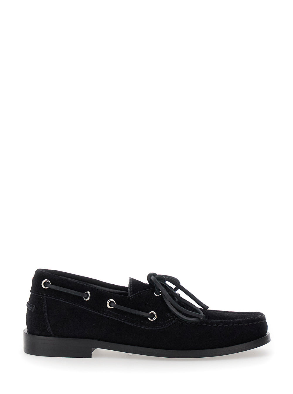 Aeyde Women Black Boat Shoes With Side Laces In Suede Woman - 1