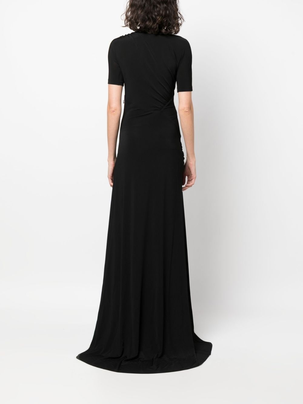 gathered short-sleeve maxi dress - 4