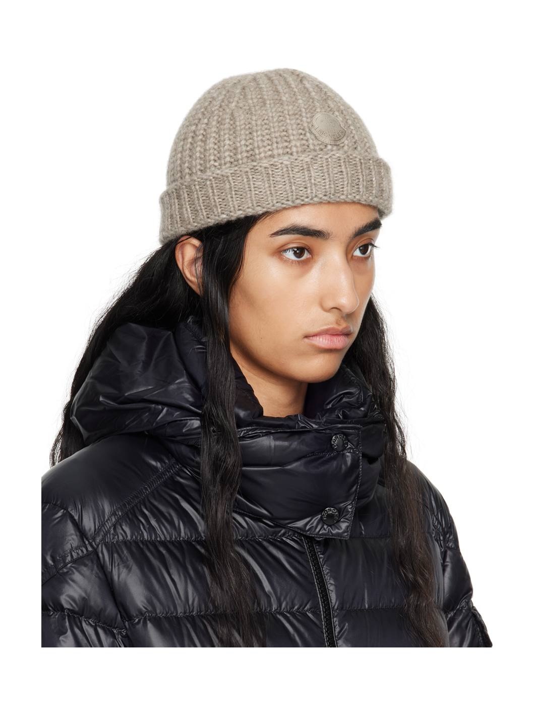 Taupe Virgin Wool Beanie - 2