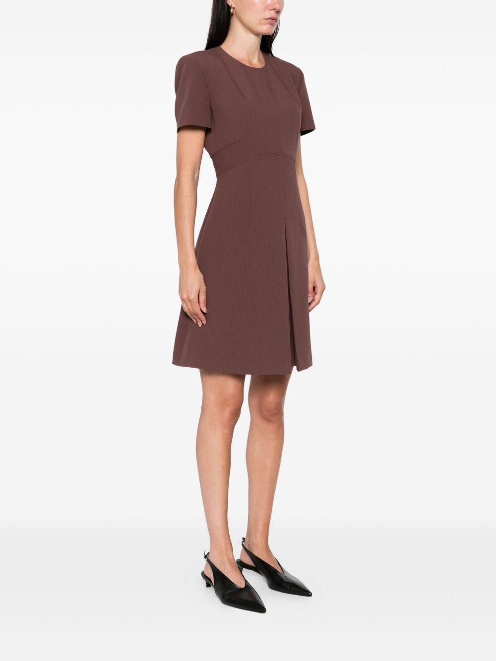 short-sleeve pleated dress - 3