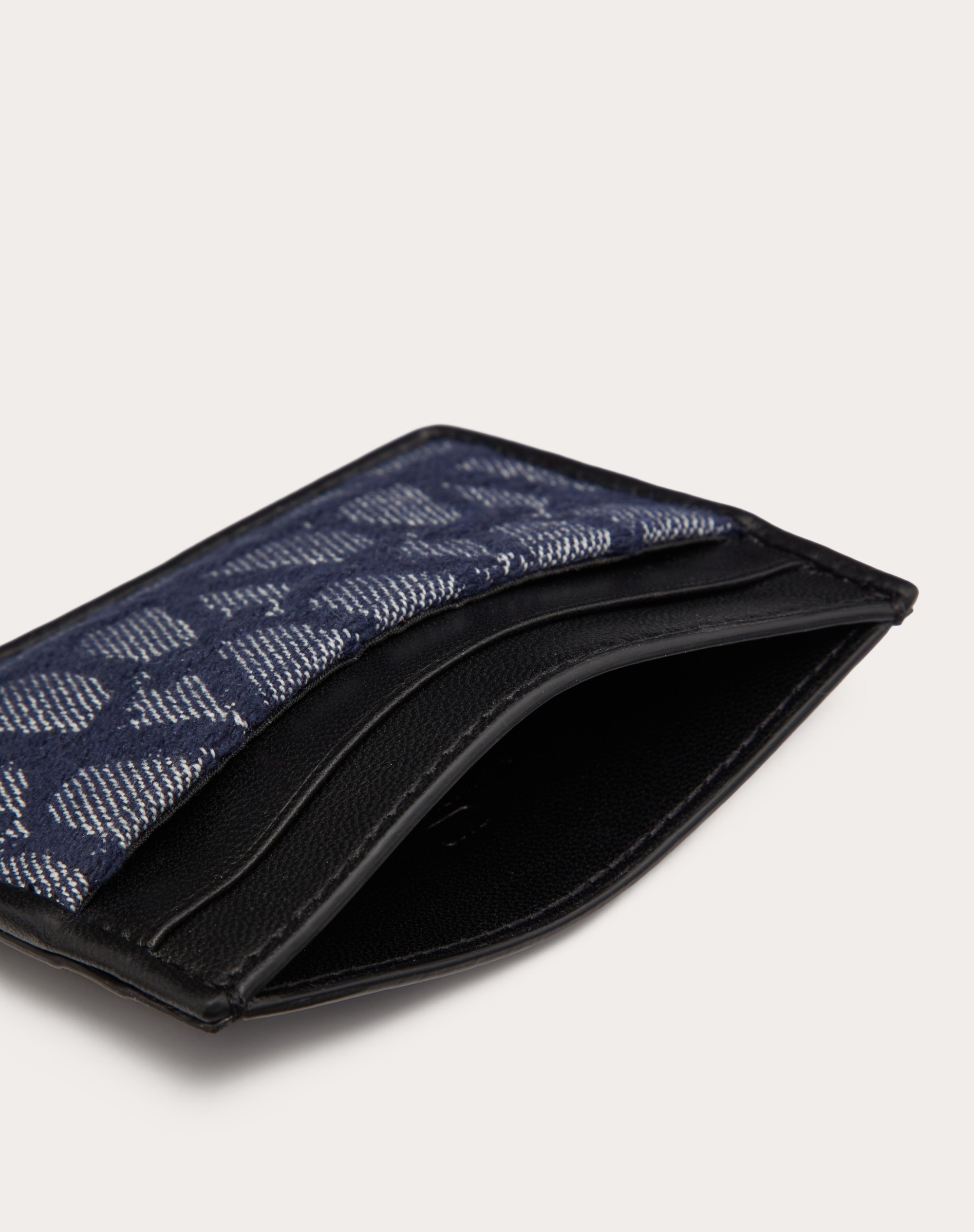 TOILE ICONOGRAPHE DENIM-EFFECT JACQUARD FABRIC CARD HOLDER WITH LEATHER DETAILS - 5